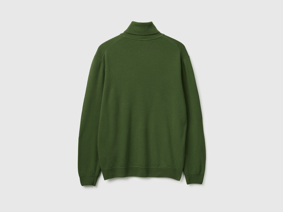 Camisola de gola alta verde-oliva em pura lã Merino - ucb_image_BS