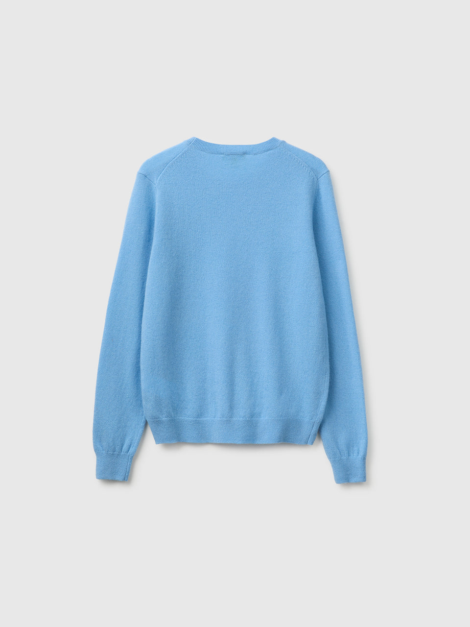 Camisola de gola redonda azul-claro em pura lã Merino - ucb_image_BS