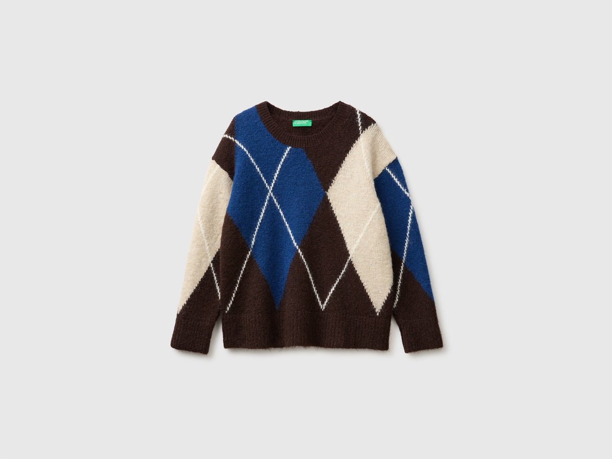 Camisola over com losangos em mistura de lã - ucb_image_FS