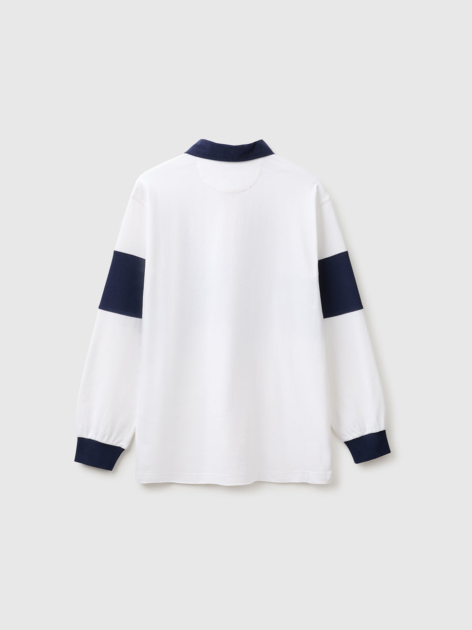 Polo branco e azul Benetton Rugby 100% algodão - ucb_image_BS