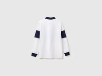 Polo branco e azul Benetton Rugby 100% algodão - ucb_image_BS