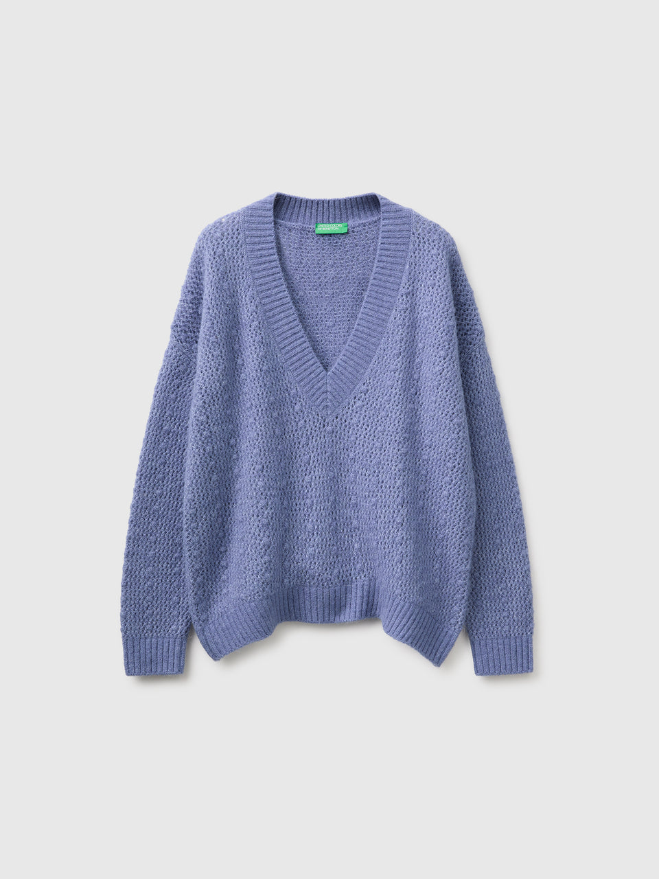 Camisola decote em V perfurada em mistura de lã e alpaca - ucb_image_FS