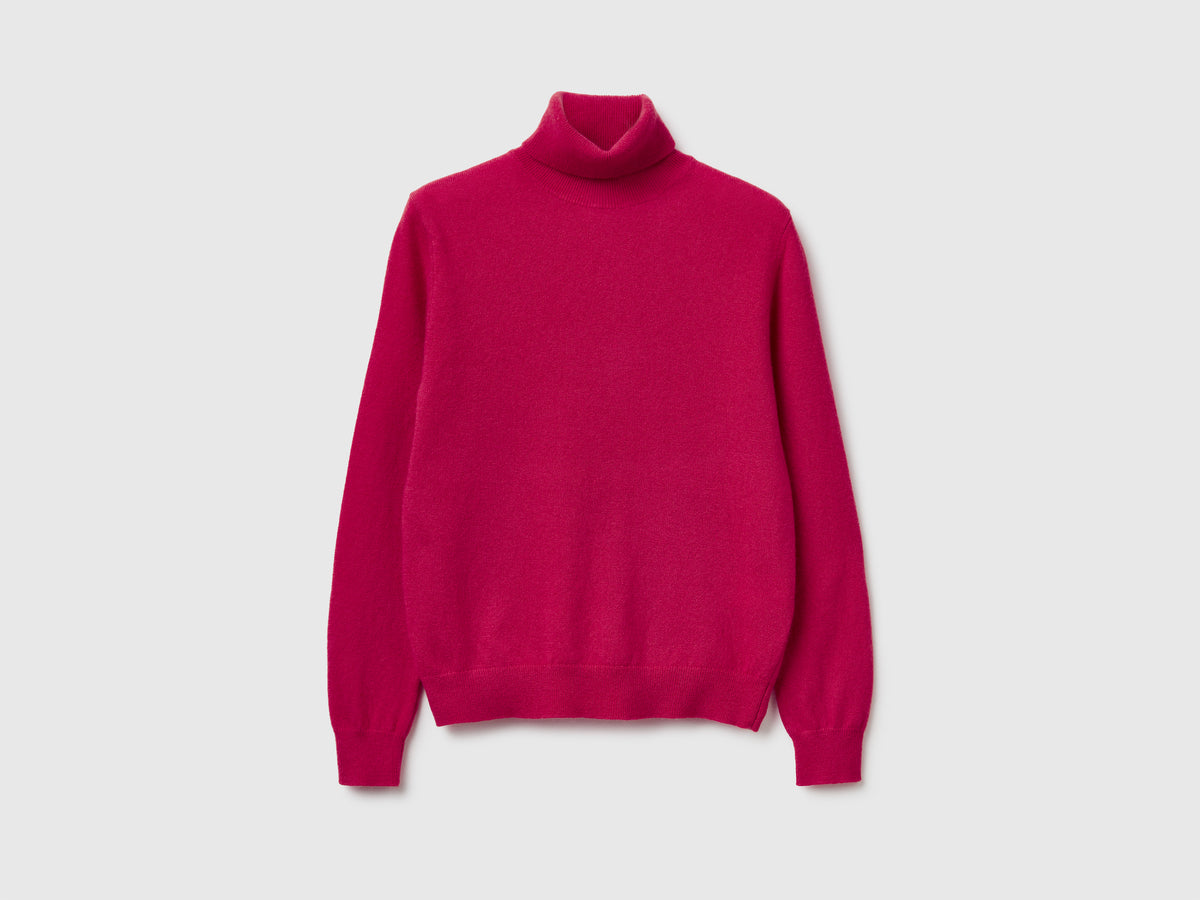 Camisola de gola alta fúcsia em pura lã Merino - ucb_image_FS