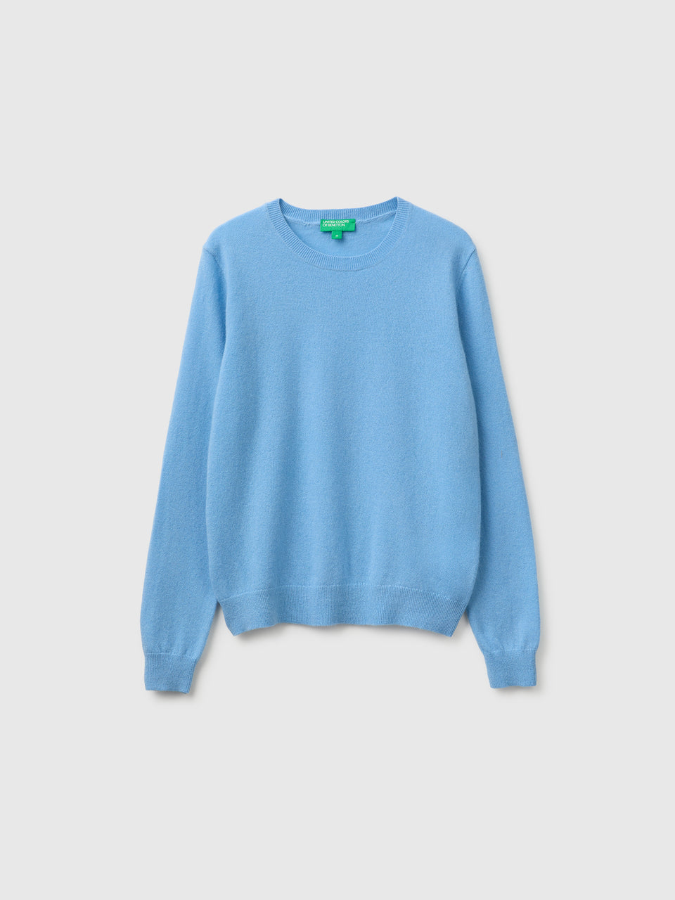 Camisola de gola redonda azul-claro em pura lã Merino - ucb_image_FS